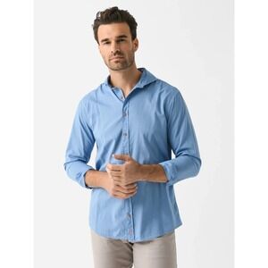 Johnnie O Mens Albin Top Shelf Button-Down Shirt Laguna Blue Embroidery Cutaway